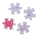 Weißes Herz-Puzzle, 80 beschriftbare Teile,