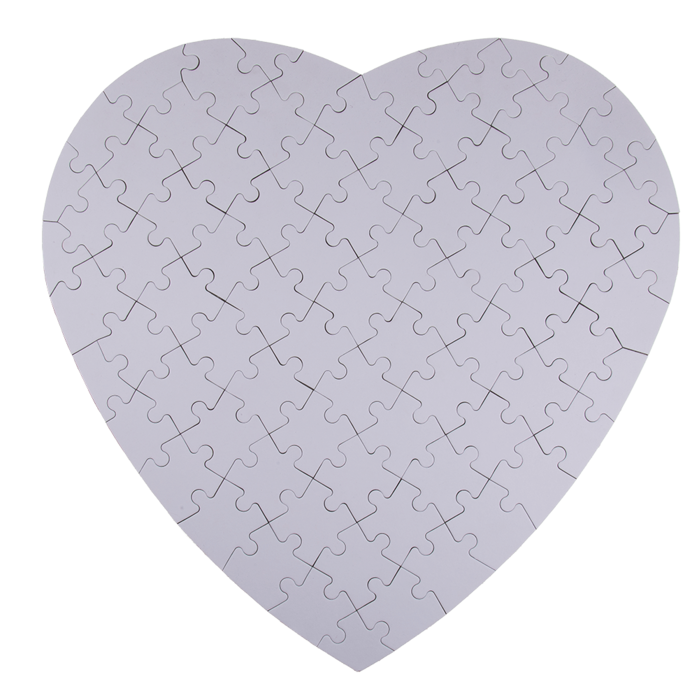 Weißes Herz-Puzzle, 80 beschriftbare Teile,
