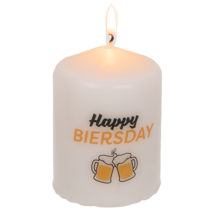 Stumpenkerze, Happy Biersday,