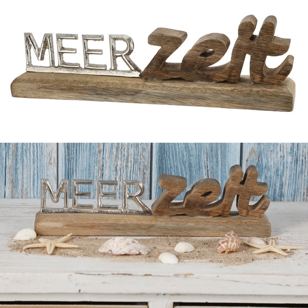Schriftzug Meerzeit, auf Fuß, silber, kl., ca. 30cmB