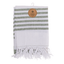 Weiß/grünes Fouta-Hamamtuch (für Sauna & Strand)