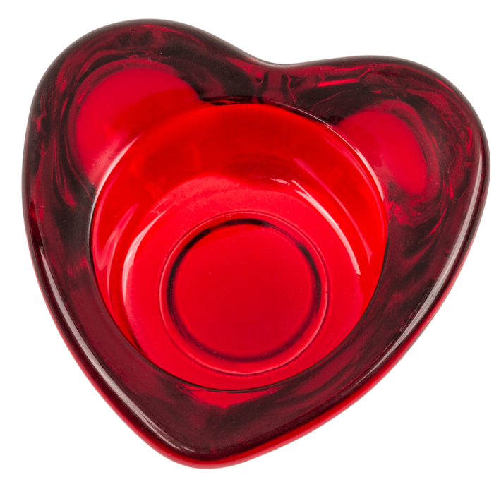 Roter Glas-Teelichthalter, Herz, ca. 8 x 8 cm,
