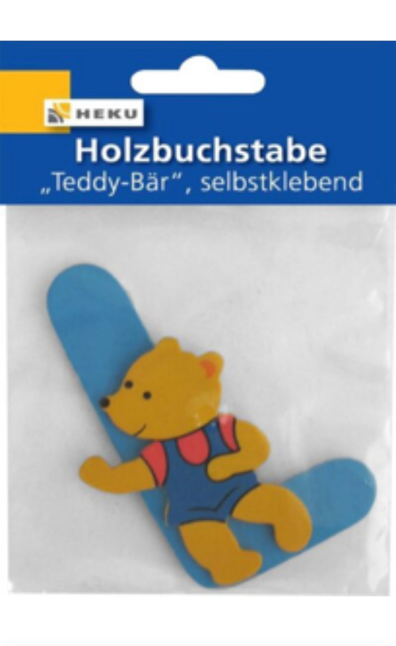 Holzbuchstabe "Teddy-Bär", selbstklebend, L