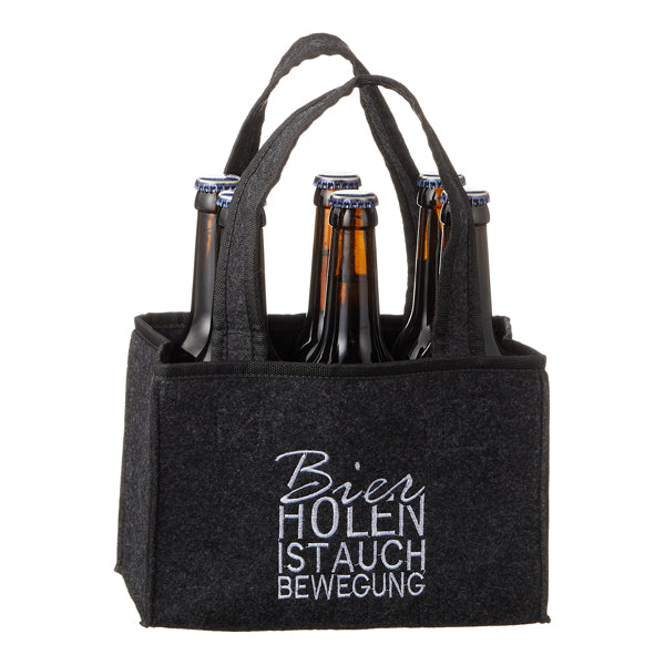 Flaschenträger Filz "Bier holen ist auch..."
