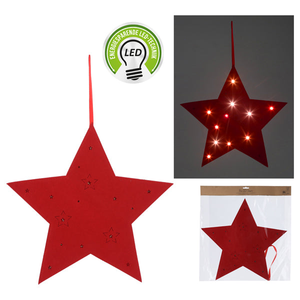 LED Stern Filz zum Hängen rot ca. 45cm