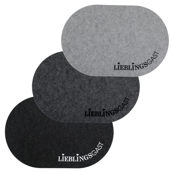 Tischset Filz oval Lieblingsgast 3/s 45x30cm