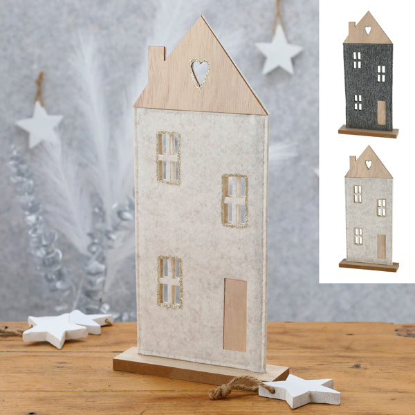 Aufsteller Haus Filz auf Holzfuß 36cmH 2/s