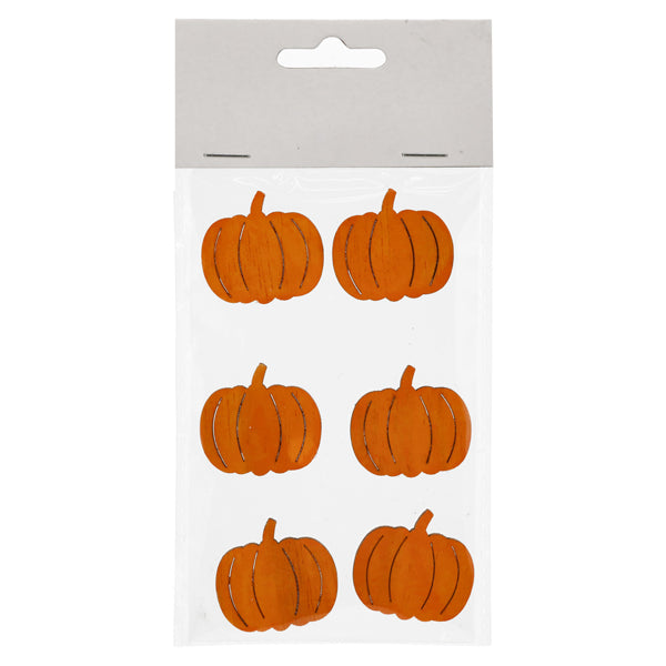 Kürbis aus Holz selbstklebend 6er Set