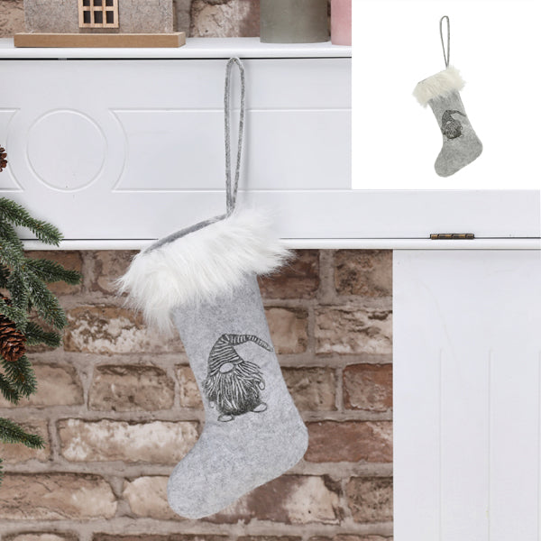 Weihnachtssocke Filz Wichtel grau 28cm