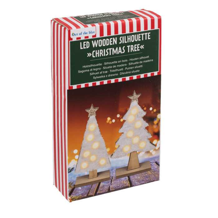Holzsilhouette, Weihnachtsbaum, mit LED,