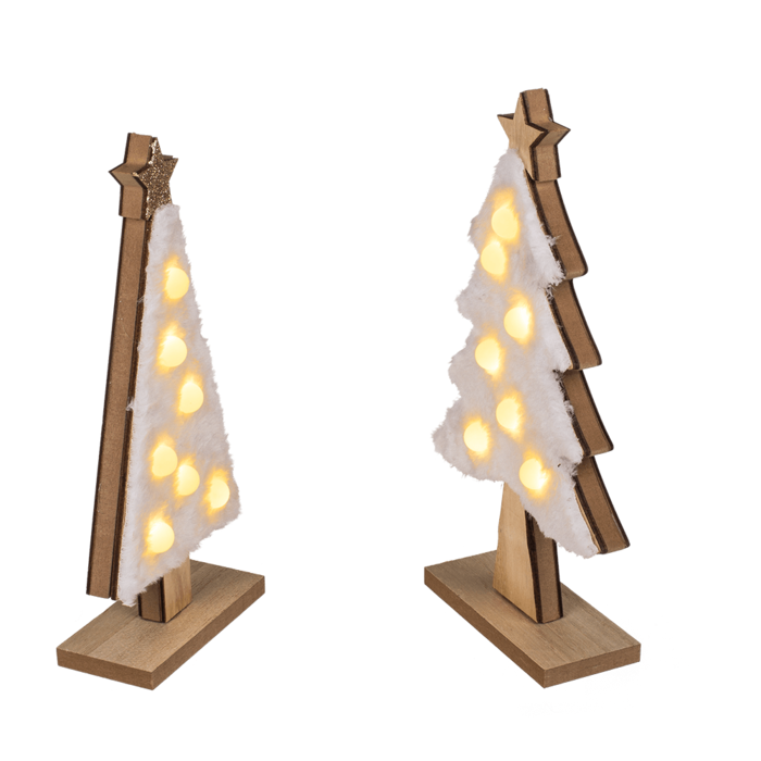 Holzsilhouette, Weihnachtsbaum, mit LED,