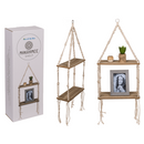 Holz-Wandregal mit Makramee,