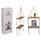 Holz-Wandregal mit Makramee,