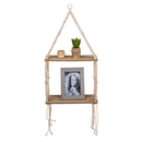 Holz-Wandregal mit Makramee,