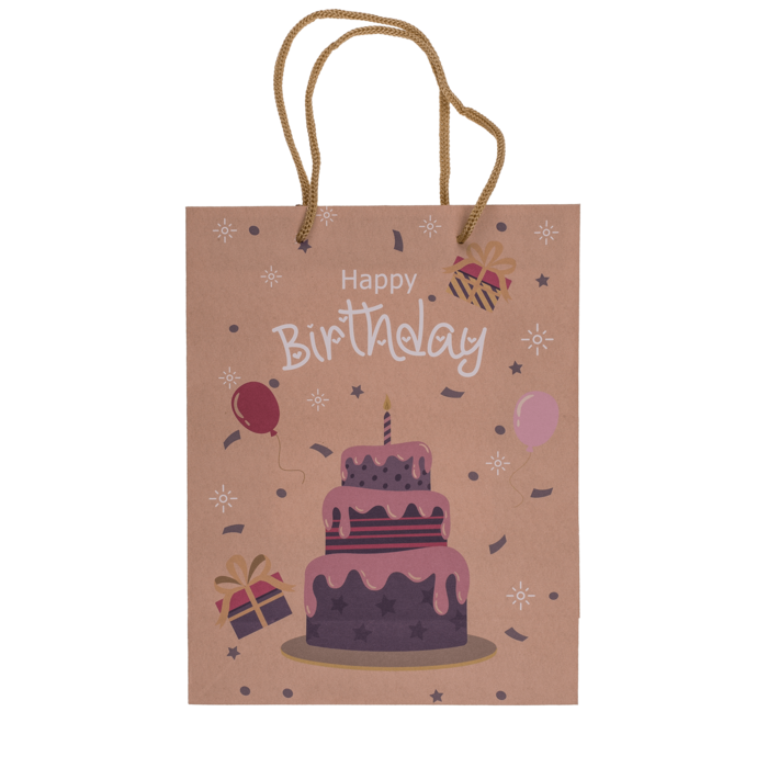 Braune Papier-Geschenktüte, Happy Birthday,