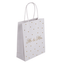 Weiße Papier-Geschenktüte, Mr & Mrs, mit goldenen
