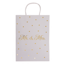 Weiße Papier- Geschenktüte, Mr & Mrs, mit goldenen
