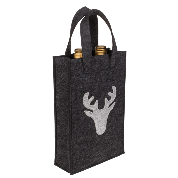 Graue Geschenktasche, X-mas Greetings, aus Filz,