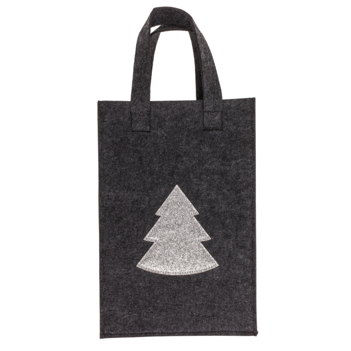 Graue Geschenktasche, X-mas Greetings, aus Filz,