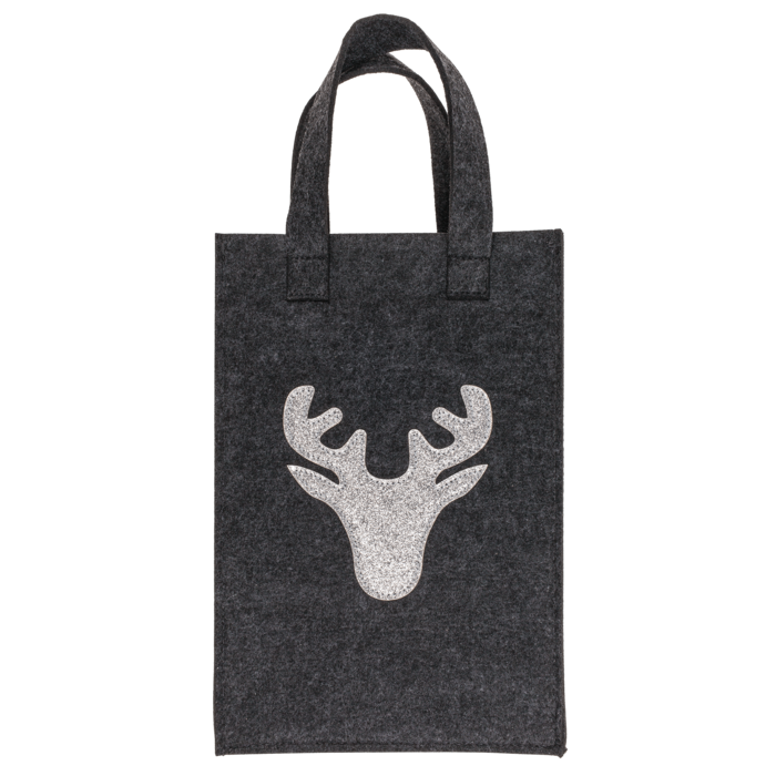 Graue Geschenktasche, X-mas Greetings, aus Filz,