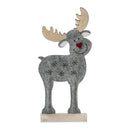 Rentier Comet Filz stehend auf Holzfuß 32cm