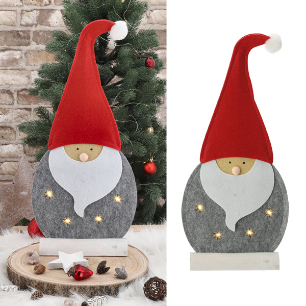 LED Santa Filz stehend grau ca. 47cm