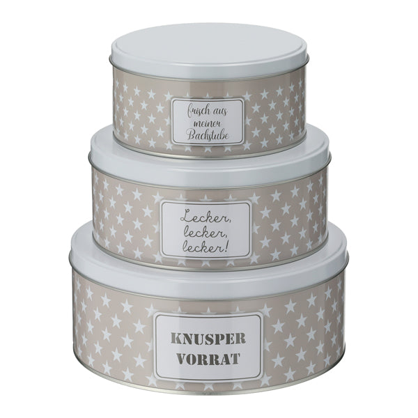 Gebäckdose "Sterne", 3er Set, rund, 2/s