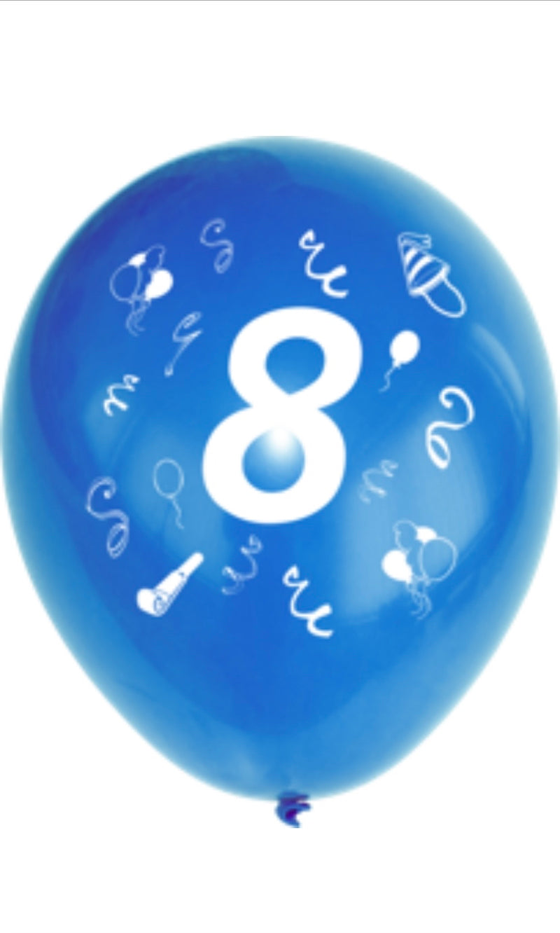 5 Zahlenballons, Ø 25cm, bunt sortiert, 8