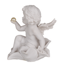 Sitzender Engel mit Perle auf Blume,