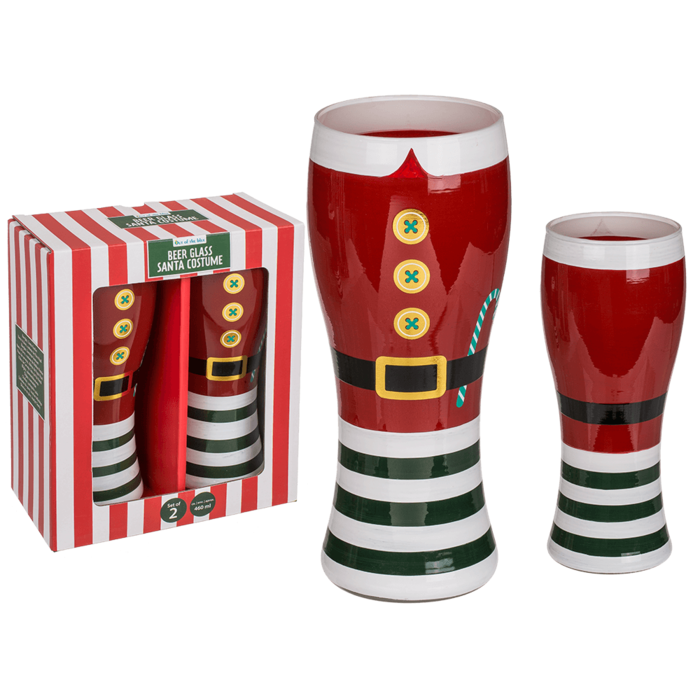 Bierglas, Santa Kostüm, für ca. 460 ml,