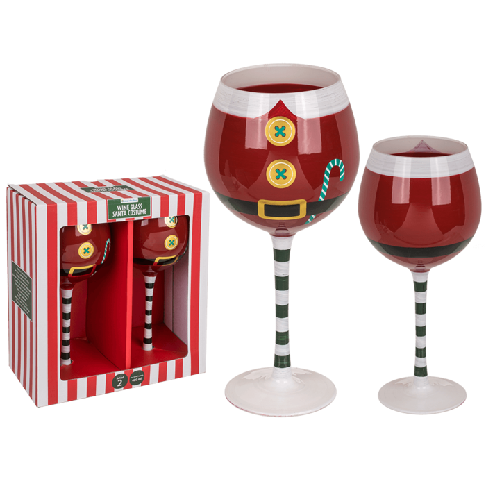 Weinglas, Santa Kostüm, für ca. 480 ml,