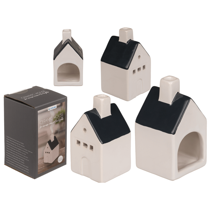 Keramik-Haus für Räucherkegel/Teelichter,