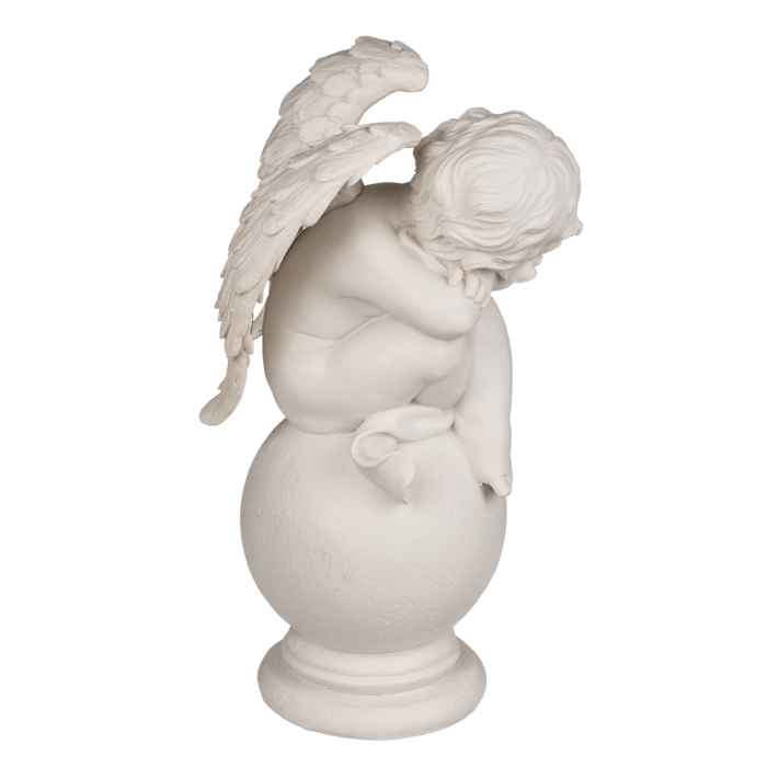 Sitzender Engel auf Kugel, ca. 14 x 24 cm,