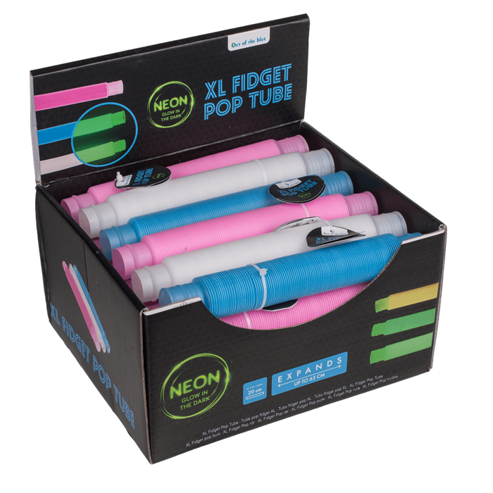 XL Fidget Pop Tube, Glow in the dark, ca. 20 cm,