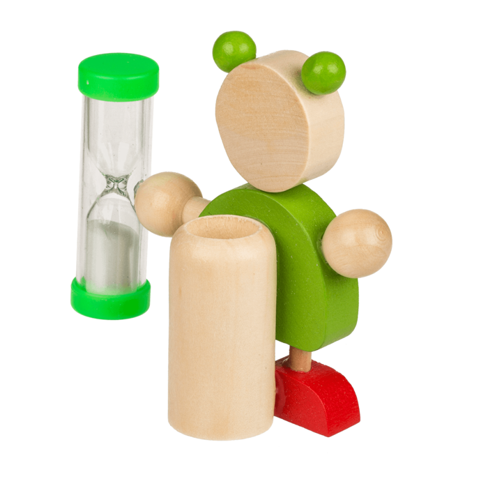 Holz-Zahnbürstenhalter mit Sanduhr, Tiere,