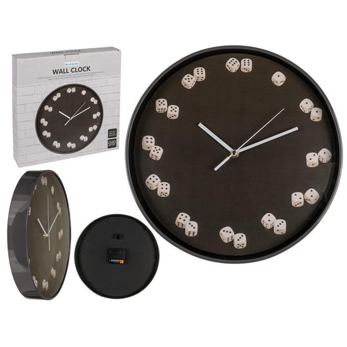 Wanduhr, Würfel, D: ca. 30,5 cm,