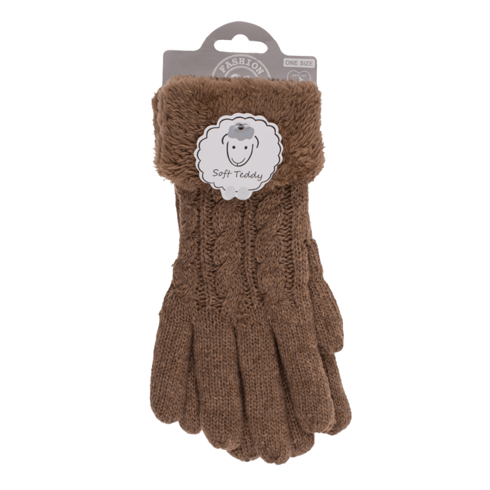 Kuschel-Handschuhe, Elegant,  Zopfmuster,