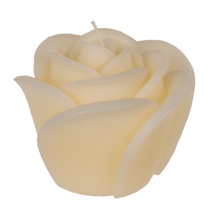 Cremefarbene Kerze, Rose, ca. 11 x 9 cm