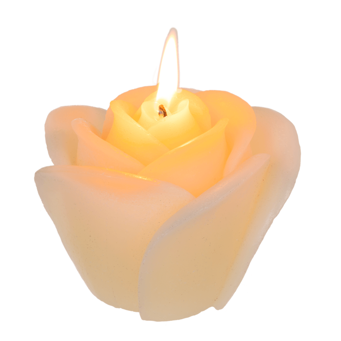 Cremefarbene Kerze, Rose, ca. 11 x 9 cm