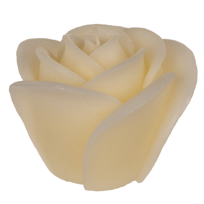 Cremefarbene Kerze, Rose, ca. 11 x 9 cm