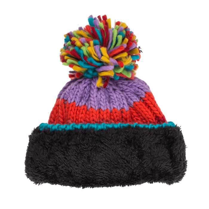 Kinder-Kuschel-Mütze mit Bommel, Rainbow Colours,