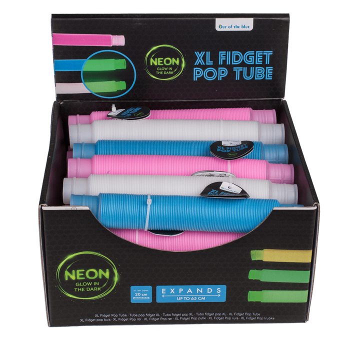 XL Fidget Pop Tube, Glow in the dark, ca. 20 cm,