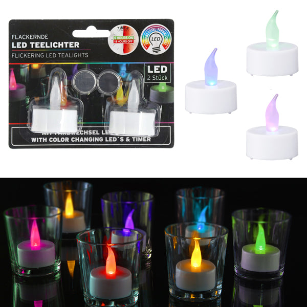 LED Teelicht "Farbwechsel" Timer, 2 Set