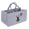 Graue Filztasche für Kaminholz, Hirschkopf,