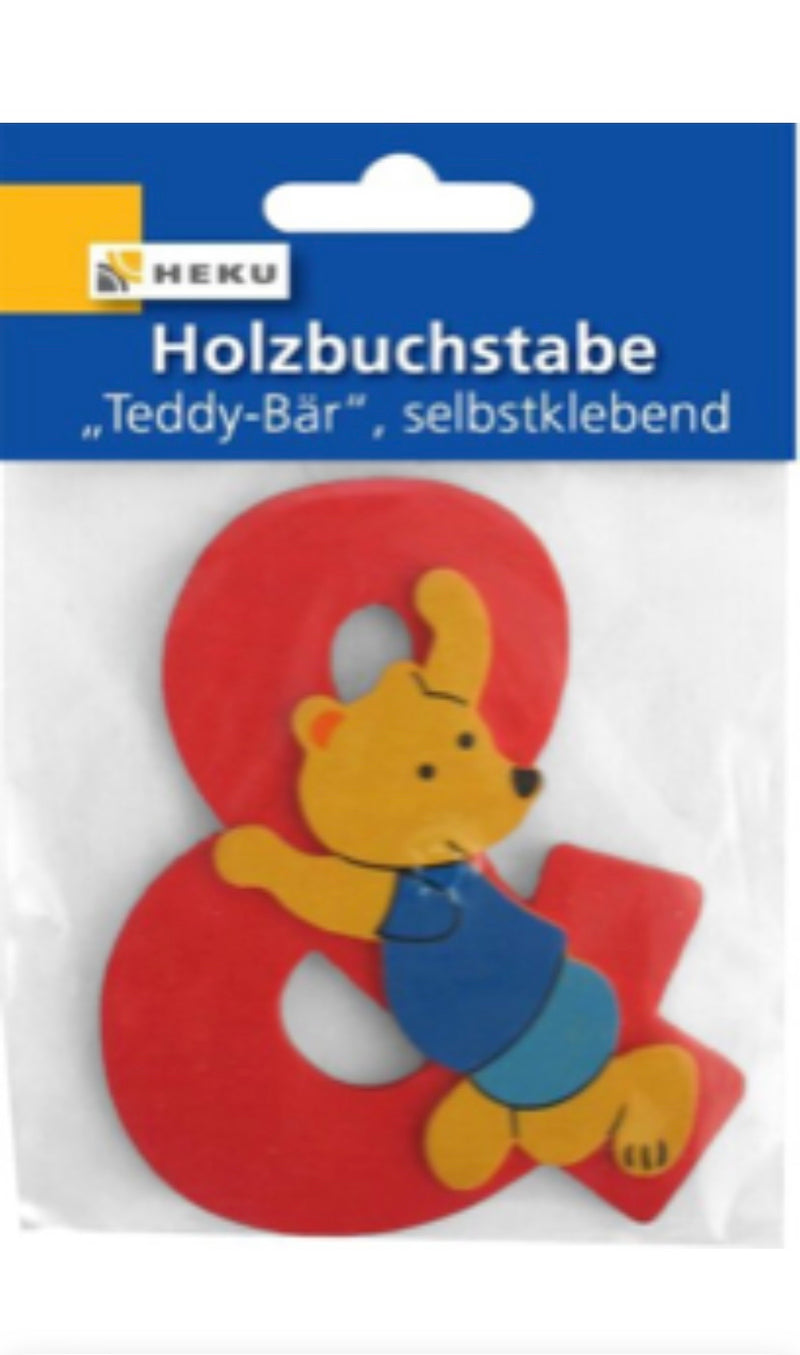Holzbuchstabe "Teddy-Bär", selbstklebend, &