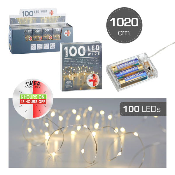 Lichterkette Mikro, 100 LED, TIMER, 1000cm