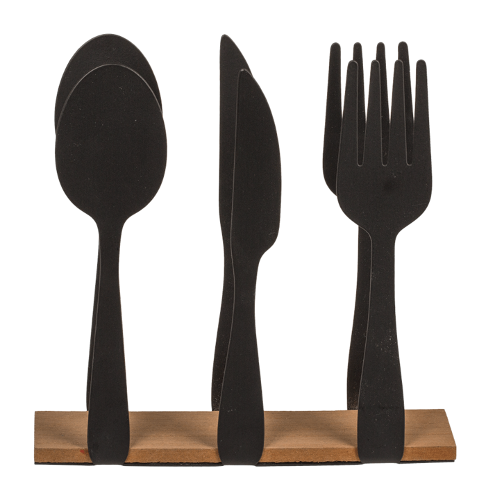 Schwarzer Metall-Serviettenhalter, Besteck, mit