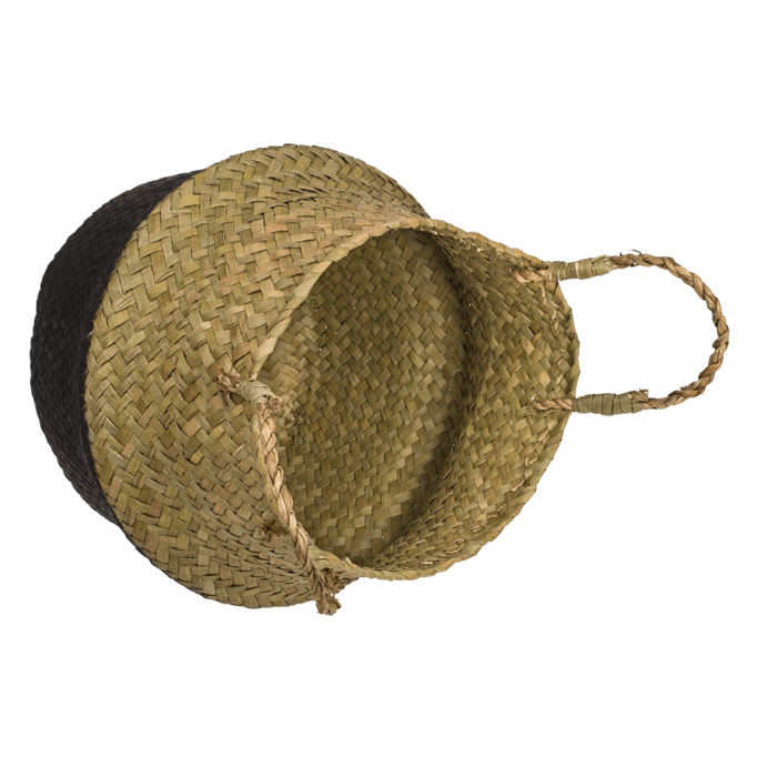 Bauchkorb aus Seegras, mit 2 Henkeln, Black,