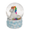 Glitterkugel, Einhorn, auf Sockel mit Wolkendekor,