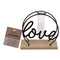 Metall-Pflanzenhalter auf Holzplatte, Love,